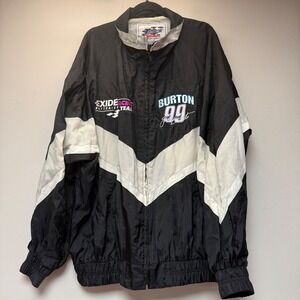 Track Gear Jeff Burton 99 Racing Jacket Mens XXL Black White Excellent Vintage